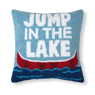 18" x 18" Jump In The Lake Hooked Pillow