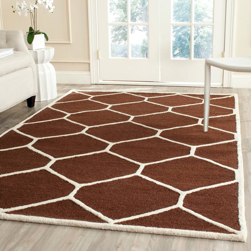 SAFAVIEH Handmade Cambridge Meira Modern Moroccan Wool Rug - 4' x 6' - Dark Brown/Ivory
