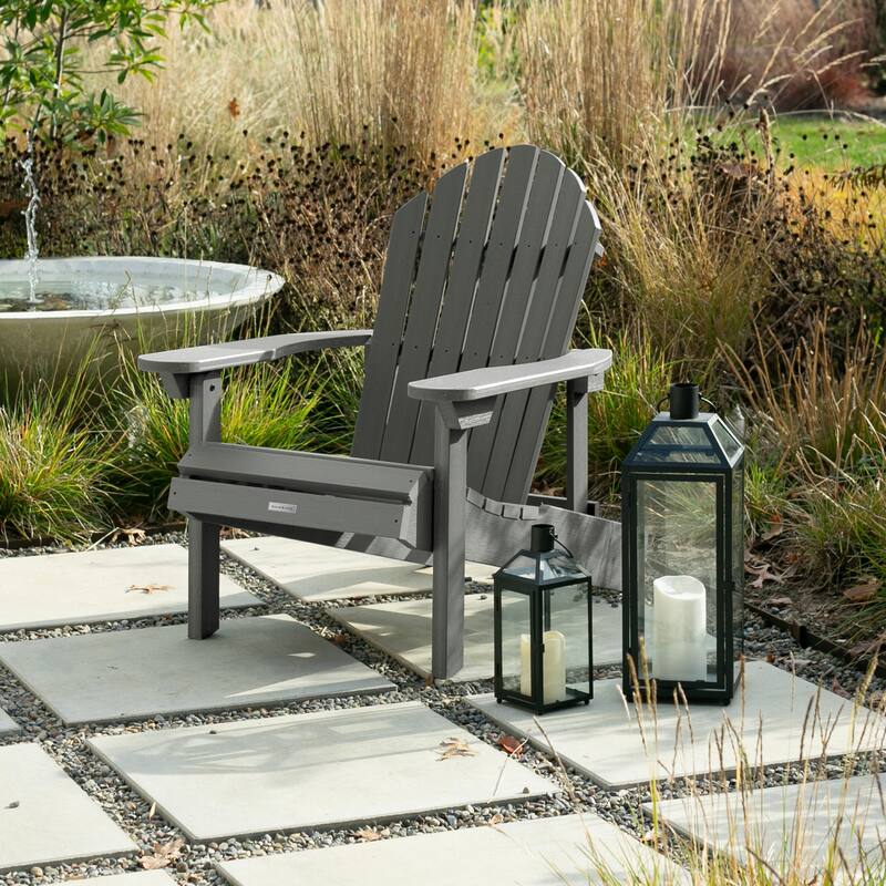 Eco-friendly Synthetic Wood Folding and Reclining Adirondack Chair