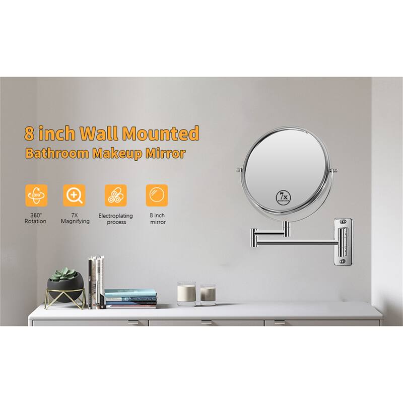 Wall Makeup Mirror Double-Sided Chrome Finish