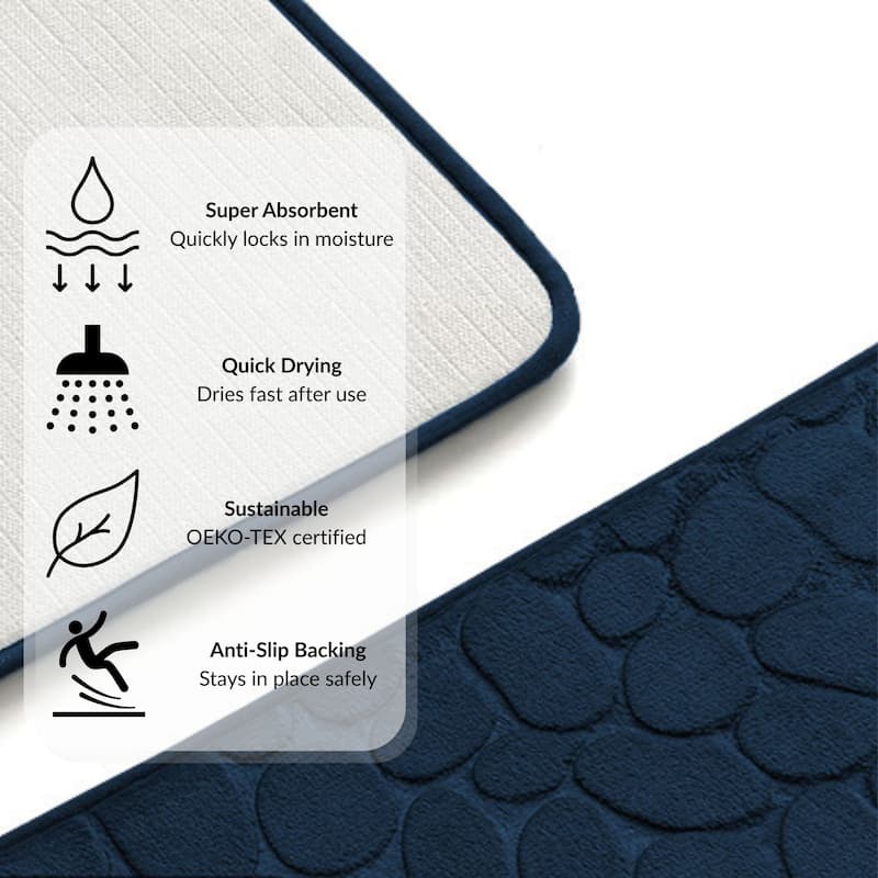 Memory Foam Runner Bath Mat Pebble Design 48x18