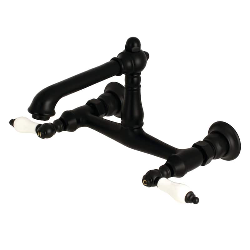 Kingston Brass English Country 1.2 GPM Wall Mounted Bridge Bathroom - Matte Black