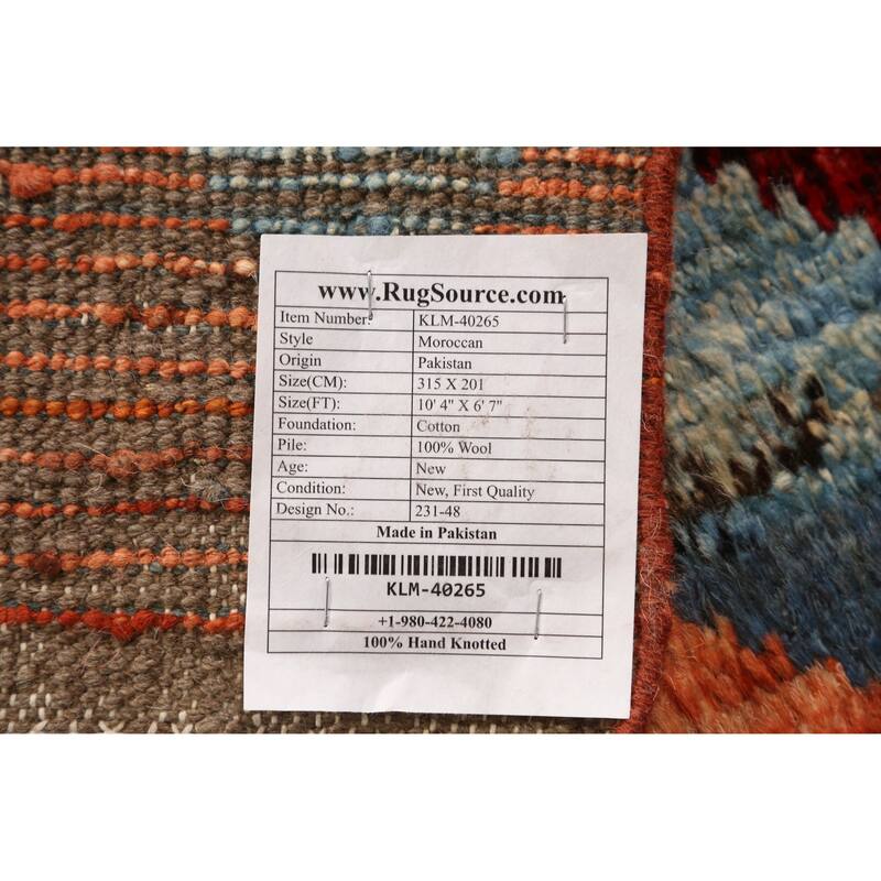 Tribal / Trellis Moroccan Oriental Area Rug Handmade Wool Carpet - 6'7" x 10'4"