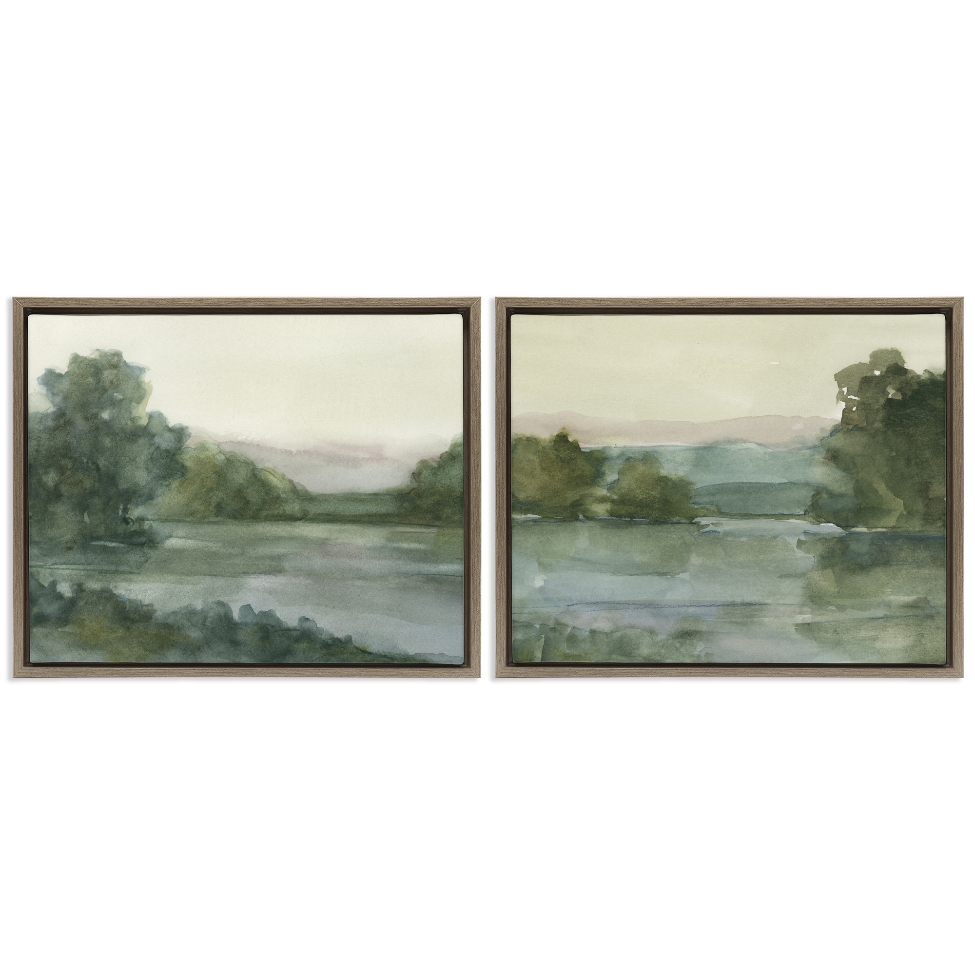 Stupell Mountain Views in Muted Tones Framed Floater Canvas Wall Art Design By Ethan Harper (Set of 2)