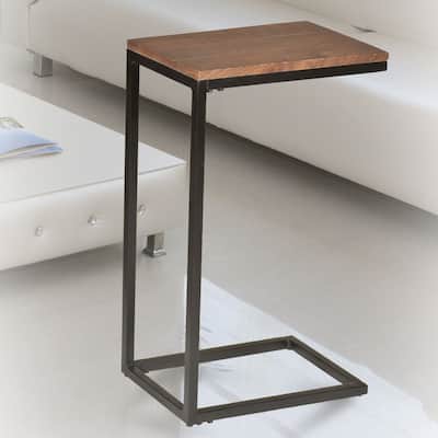 Rectangle Side Accent Table - 25.25" Brown and Black