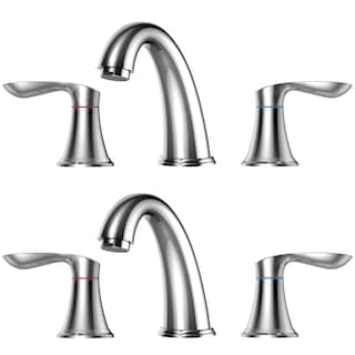 2 Pcs Bathroom Sink Faucet 3 Hole with Stainless Steel Pop up Drain and cUPC Hose, Brushed Silver - 3.59x3.59x7.87in