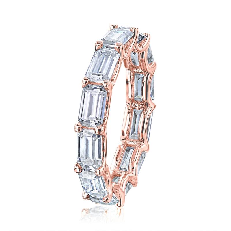 Kobelli Lab Grown Diamond 14k Solid Gold East-West 5x3mm Emerald-cut Eternity Ring (DEF/VS)