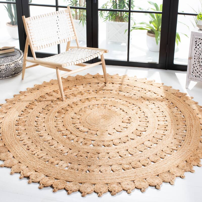 SAFAVIEH Handmade Natural Fiber Brynlee Farmhouse Rug - 10' Round - Natural