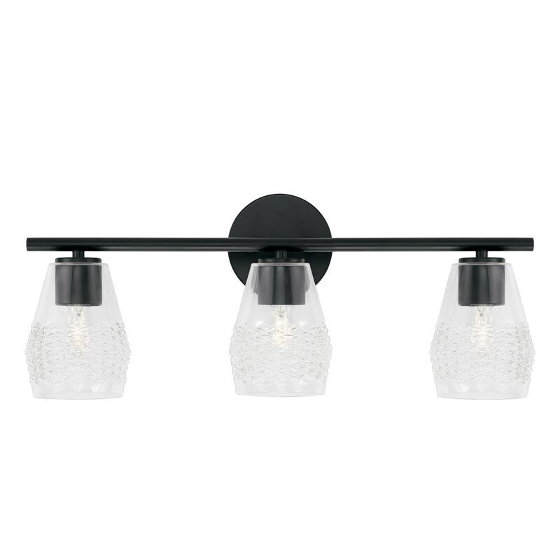 Dena 3-light Bath/ Vanity Fixture w/ Diamond Embossed Glass