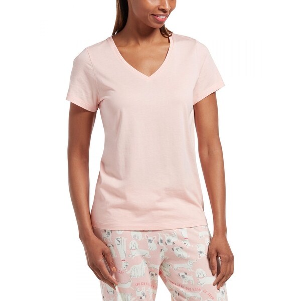 Shop Hue Sleepwear Women's Short Sleeve V-Neck Solid Sleep Tee - Rose ...