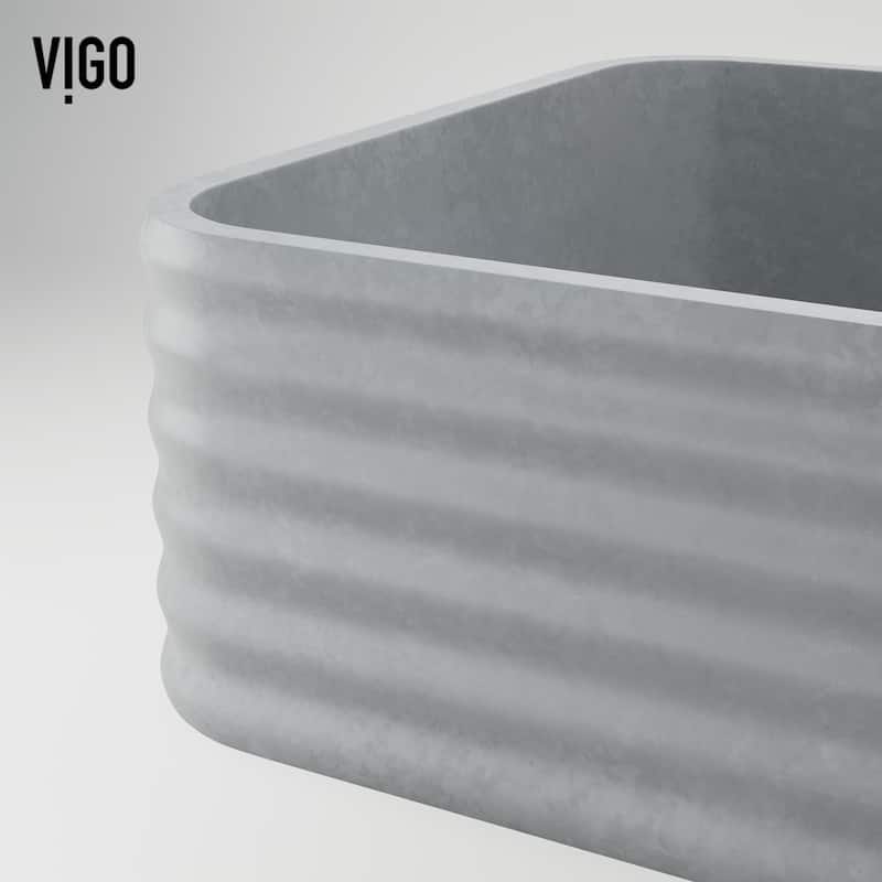 VIGO Cadman 18"L x 13"W Concrete Vessel Sink and Lexington 10"H Faucet Set