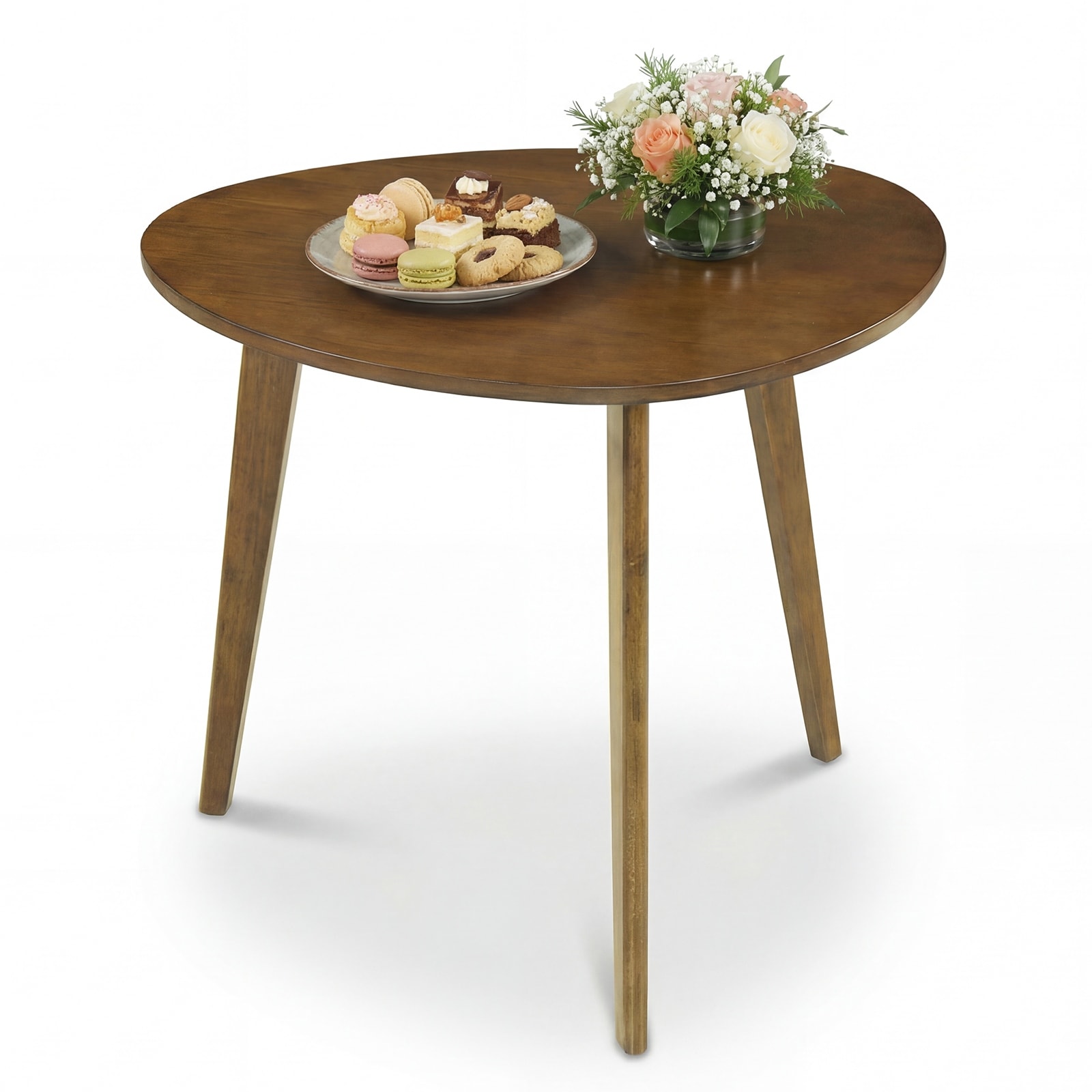 Gymax 35.5'' Triangle Dining Table Farmhouse Kitchen Table w/ Solid