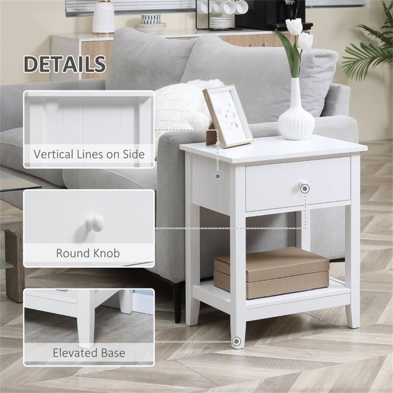 MDF Coffee Table with Drawer and Bottom Shelf - 19.75'' W x 13.75'' D x 23.5'' H