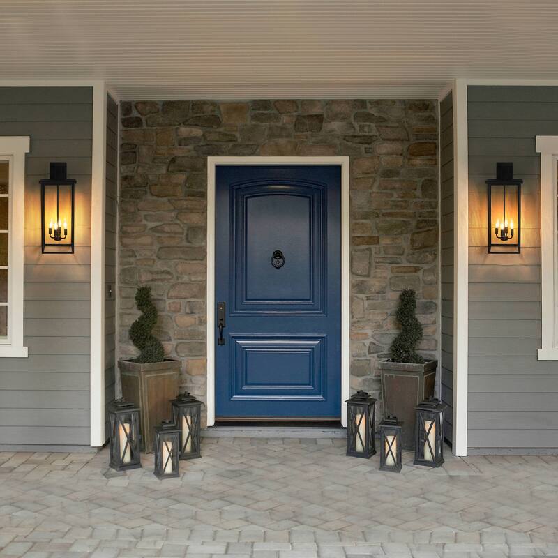 30"(H) 1pcs 4-Light Black Outdoor Wall Light, Weatherproof Wall Sconces for Porch, Garden, Patio (No Bulbs) - Matte Black