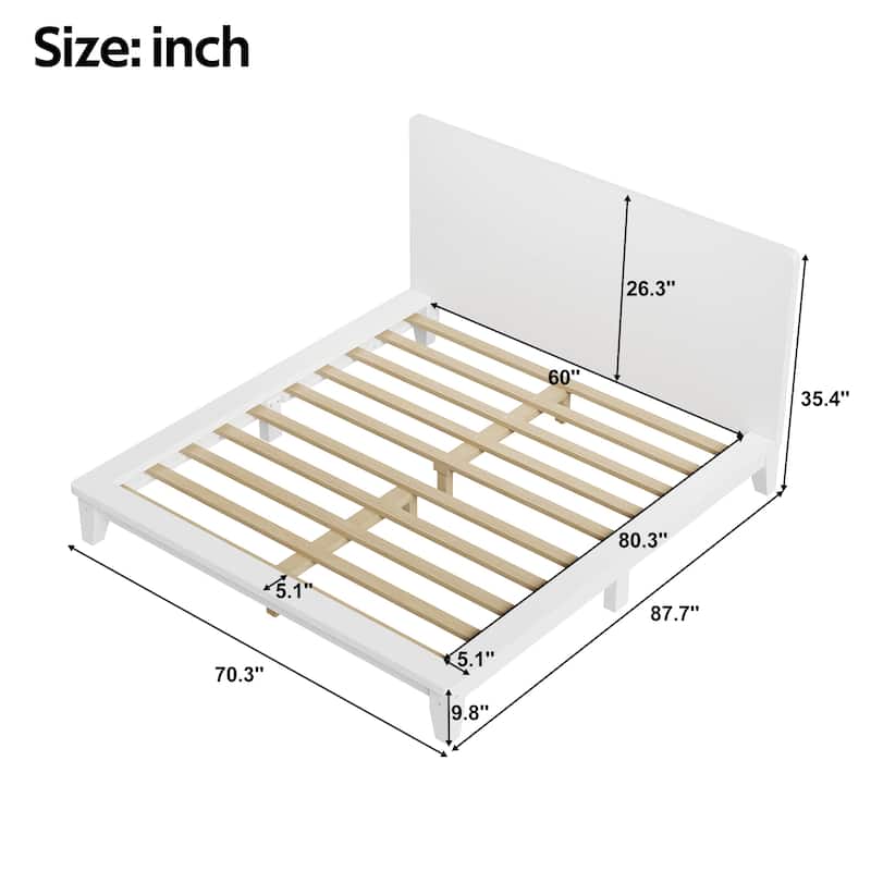 Minimalist Wood Platform Bed Frame with Headboard by Harper&Bright Designs