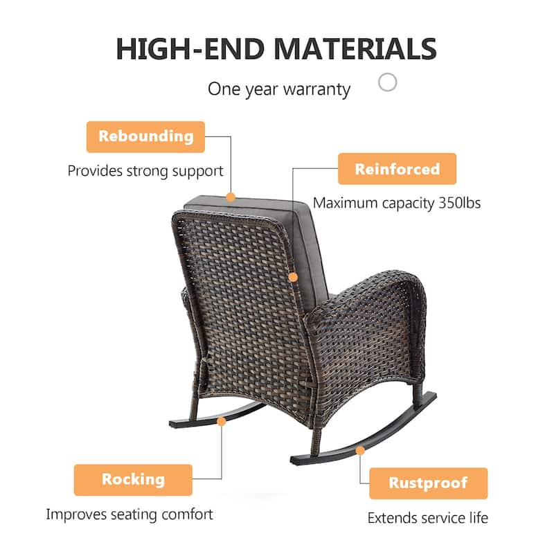 Outdoor Rocking Club Chairs w/ Cushions