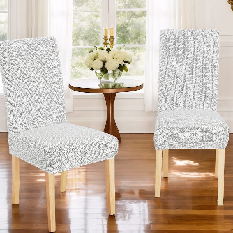 Stretch Jacquard Spandex Chair Covers 2 Pieces - 18x18x24 Inch - White