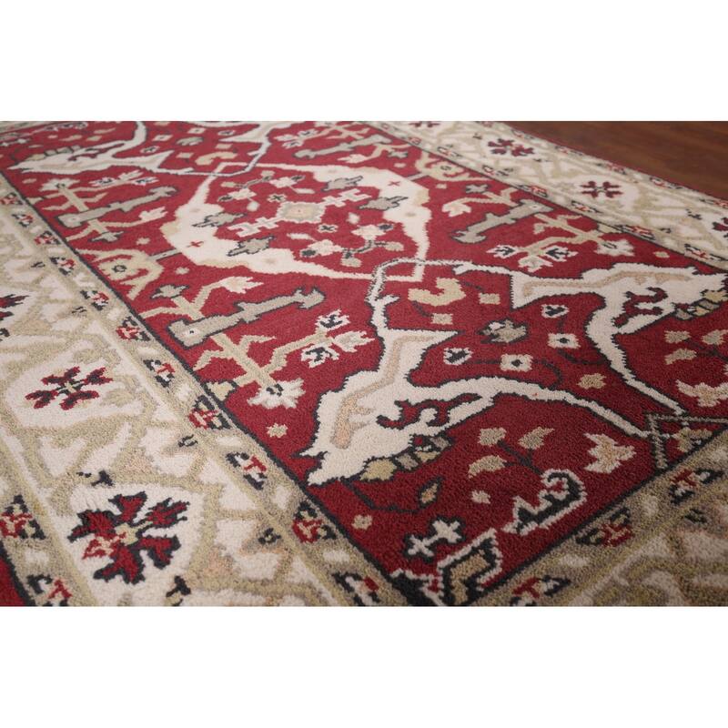 Oushak Indian Rug Hand-Knotted Transitional Floral Wool Carpet - 4'0"x 6'3"
