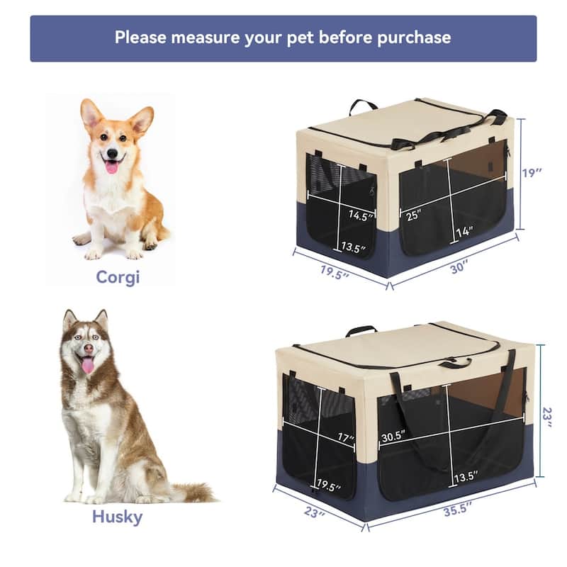Foldable Dog Crate with 3 Doors, Fabric Cover & Reinforced Iron Frame