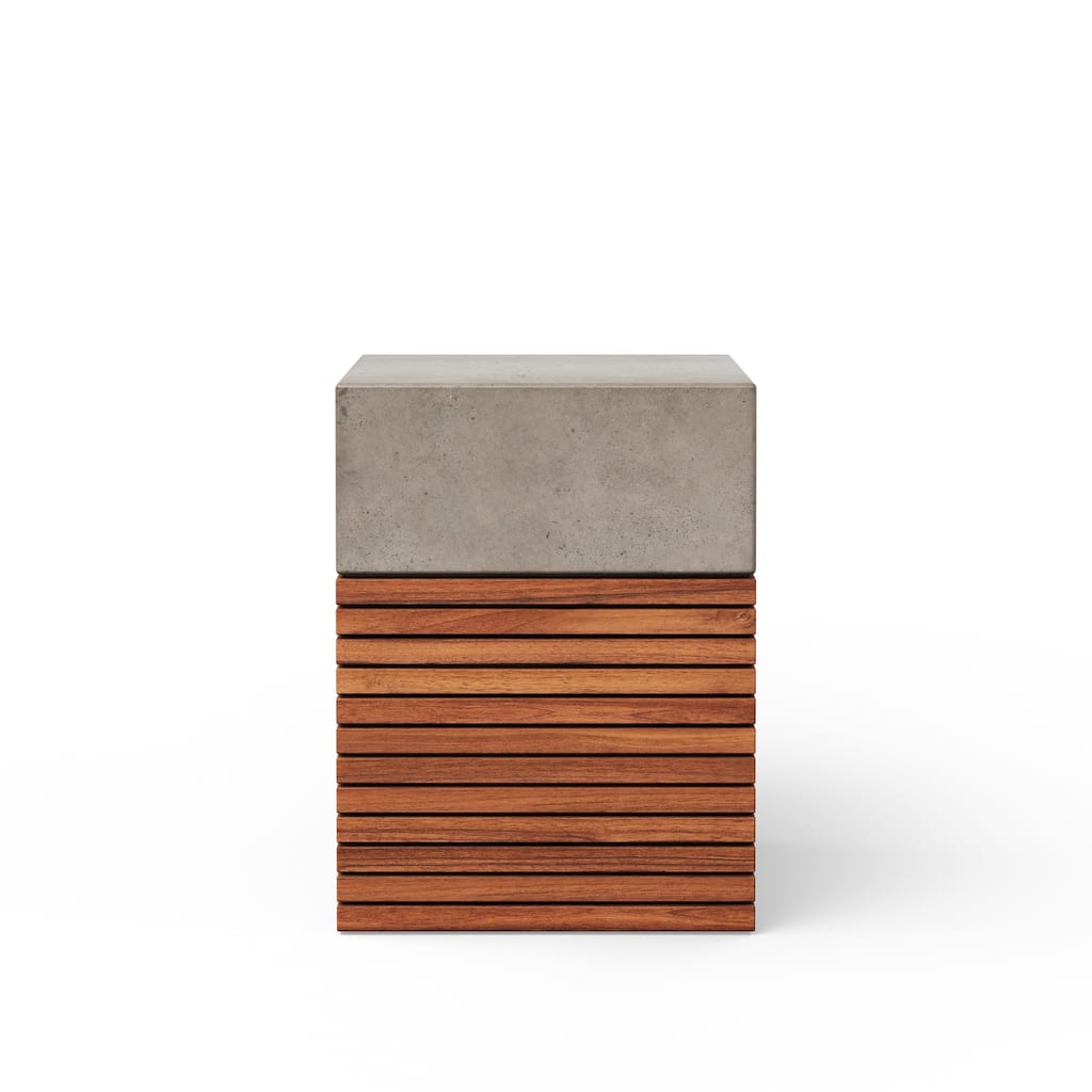 Urbia Stecca Alto Concrete & Teak Stool