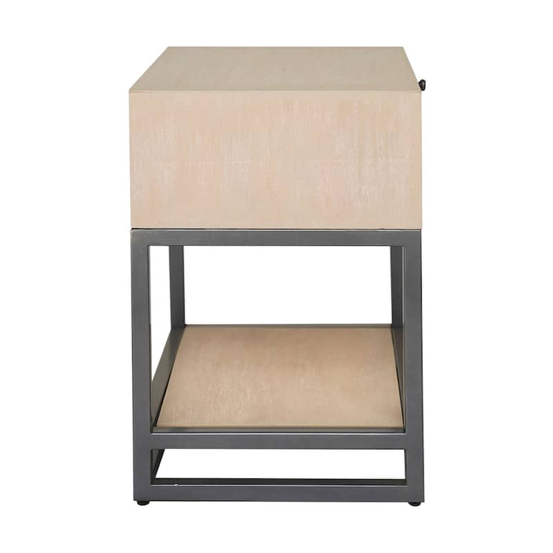 Box Cane Solid Wood and Iron 1-drawer Nightstand by East at Main
