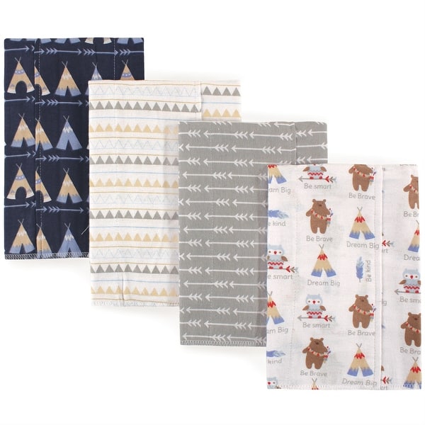 slide 1 of 1, Luvable Friends Baby Boy Cotton Flannel Burp Cloths 4pk, Tribe, One Size - Tribe - One Size One Size - Tribe