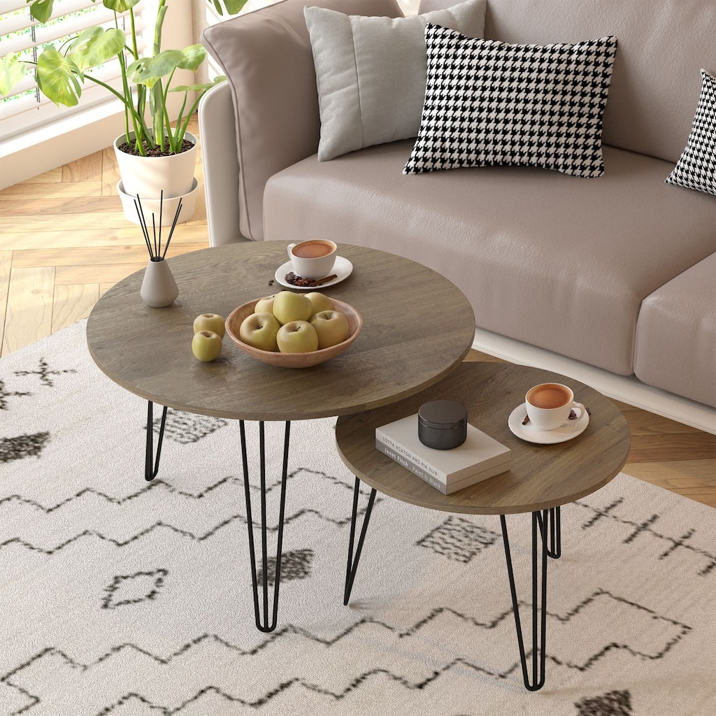27.56'' Round Nesting Coffee Table Set of 2