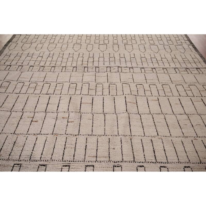 All-Over Trellis Moroccan Large Oriental Rug Hand-Knotted Wool Carpet - 9'11"x 16'0"
