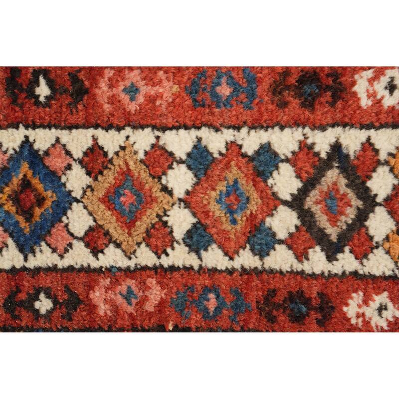 Hand Knotted Oriental 100% Wool Carpet Traditional Floral Oranges & Rust Bakhtiari Runner Rug - 10' 2'' X 3' 9''