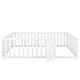 preview thumbnail 5 of 5, Queen Size Wood Floor Bed Frame with Fence and Door, White