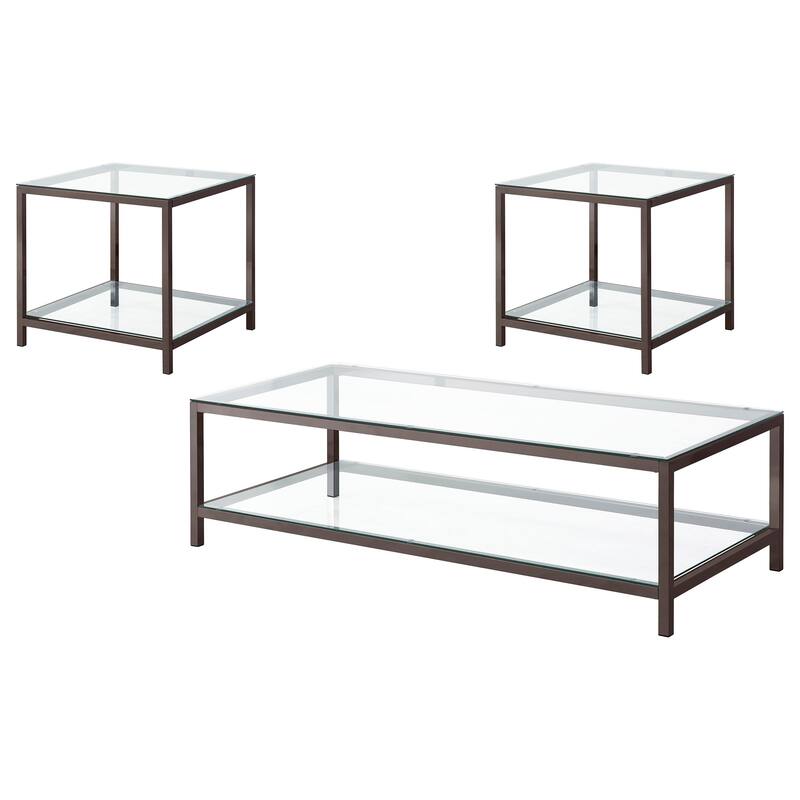 Trini Coffee And End Table Set Black Nickel
