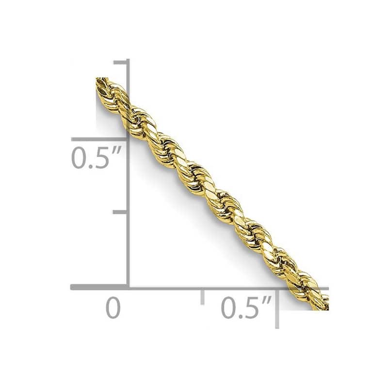 Curata 10k Yellow Gold 2.25mm Semi solid Diamond Cut Rope Chain Necklace for Men (Lobster)