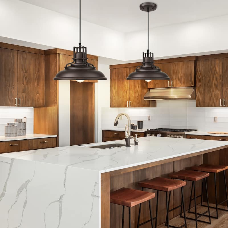 Farmhouse Vintage Barn Pendant Light Oil with Rubbed Bronze Finish