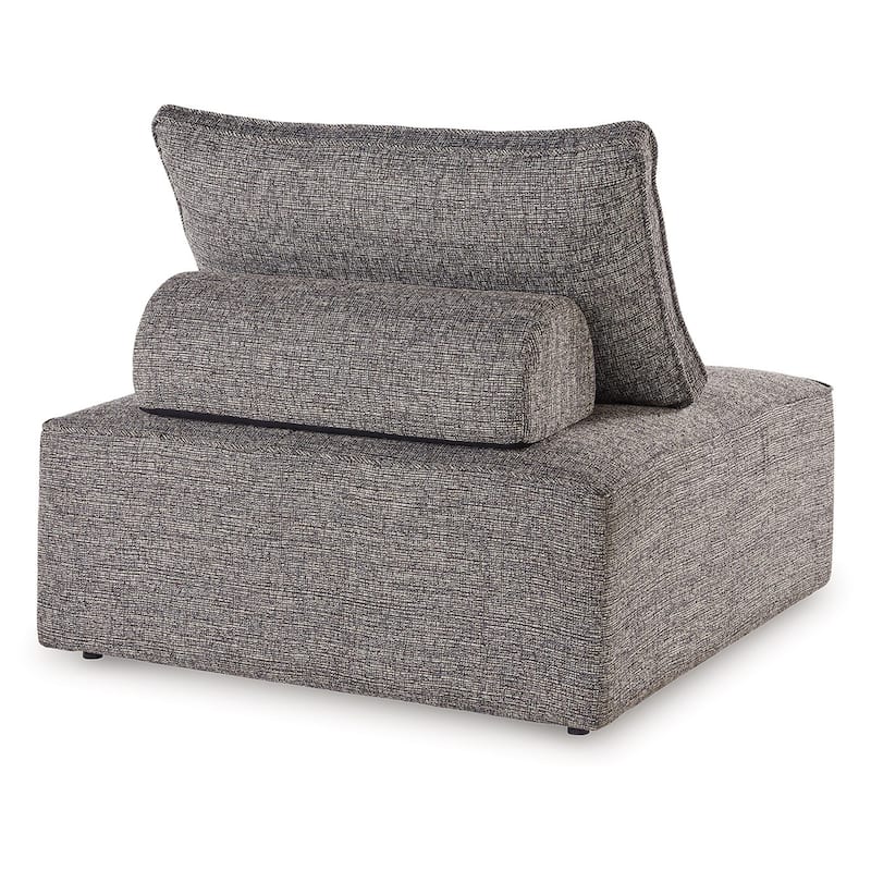 Lily 38 Inch Outdoor Lounge Chair, Armless Cushioned Seat, Brown Finish