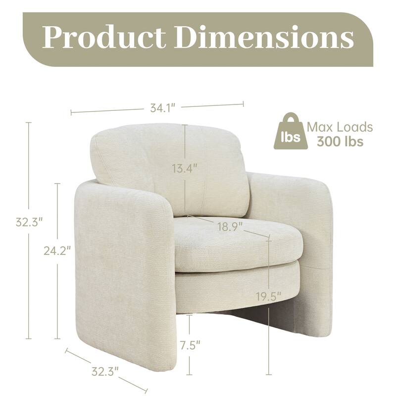Accent Chairs, Living Room Chairs Upholstered Barrel Armchair for Living Room
