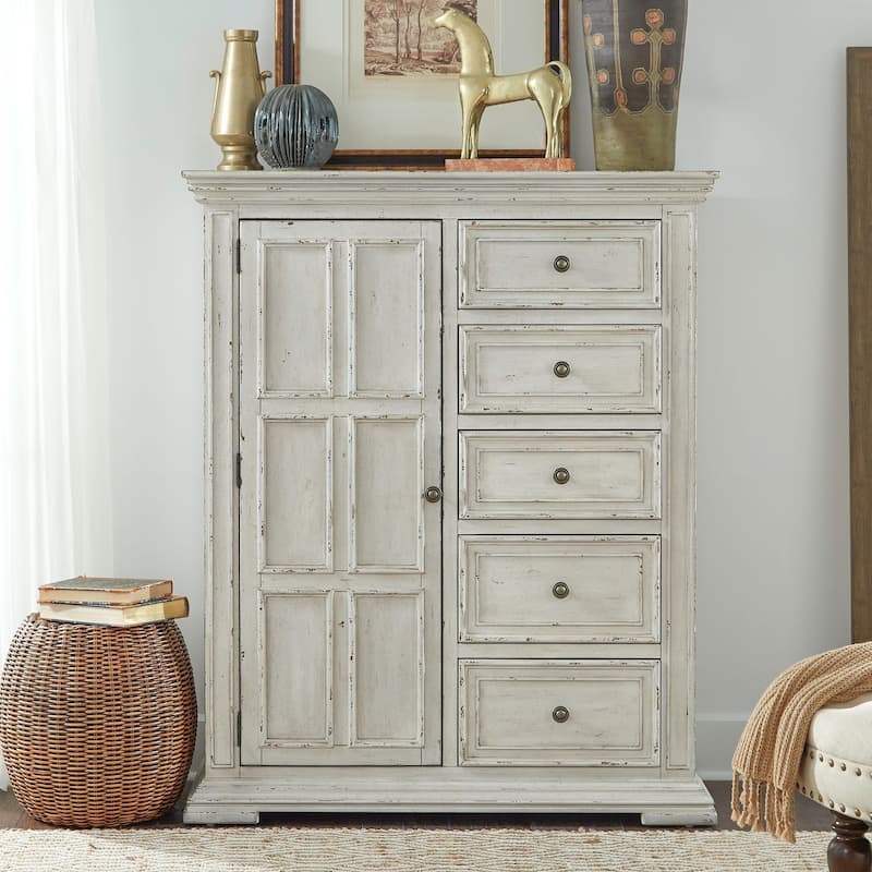 Big Valley Whitestone Distressed Door Chest - 5-drawer