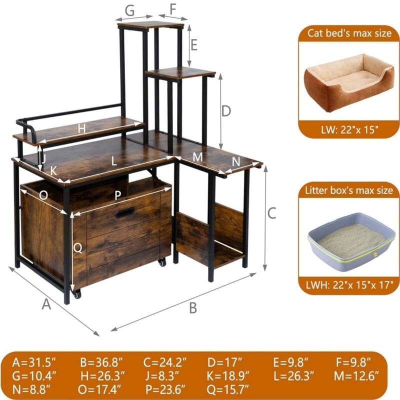 Hidden cat litter box furniture with flower stand