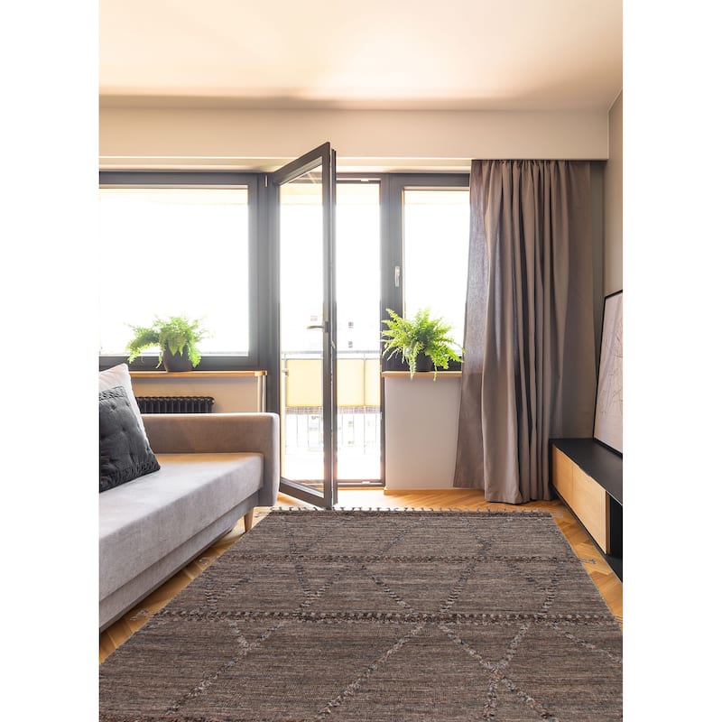 ECARPETGALLERY Hand-knotted Tangier Dark Brown Wool Rug - 8'3 x 10'2