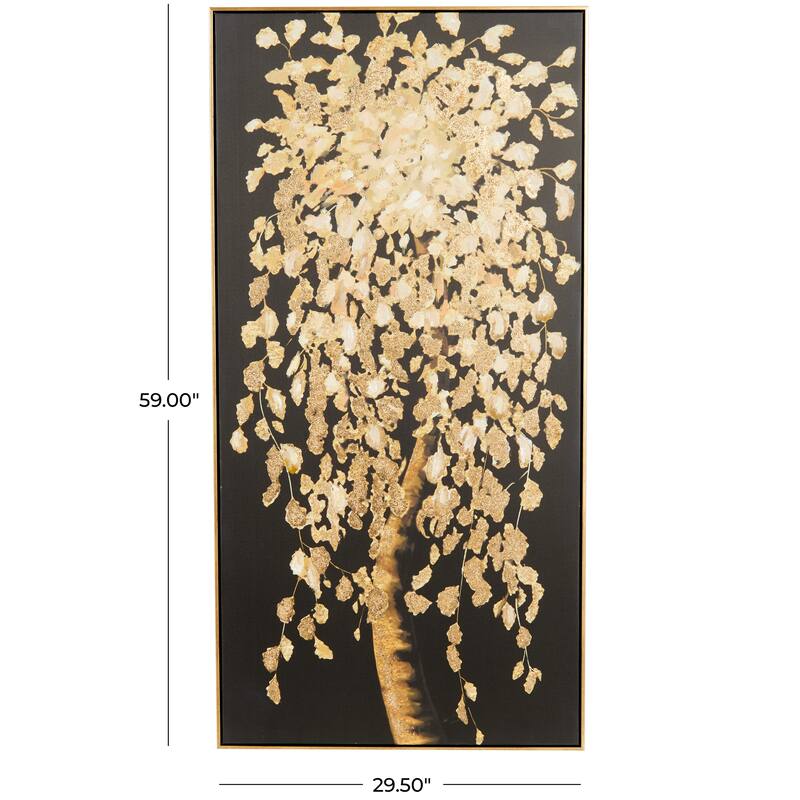 Black Polystone Tree Framed Wall Art with Gold Foil Accents