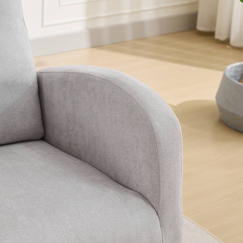 Teddy Rocking Chair with High-Back, Upholstered Glider Chair with Two Side Pockets, Armchair with Rubber Wood Legs