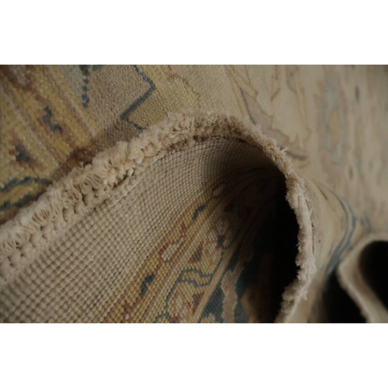 Hand Knotted Oriental 100% Wool Carpet Traditional All-Over Beige & Ivories Ziegler Area Rug - 11' 8'' X 8' 9''