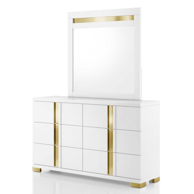 Furniture of America Halifax Modern 2-Piece Wood 6-Drawer Dresser and Mirror Set
