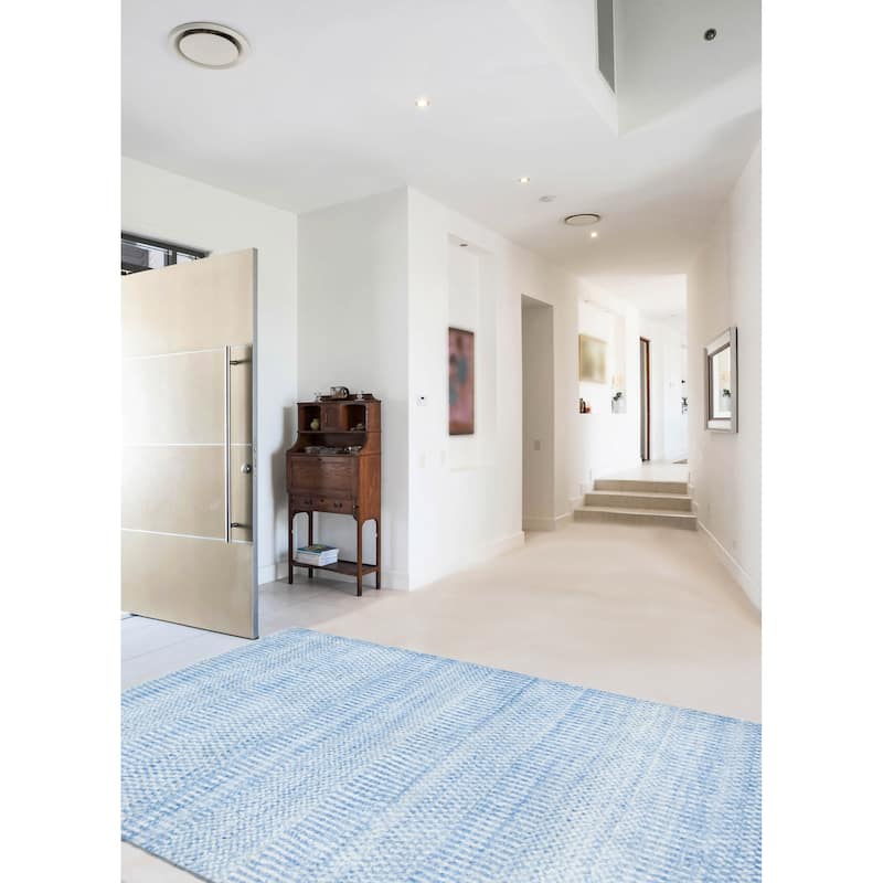 ECARPETGALLERY Hand Tufted Pearl Blue Wool Rug - 2'0 x 3'0