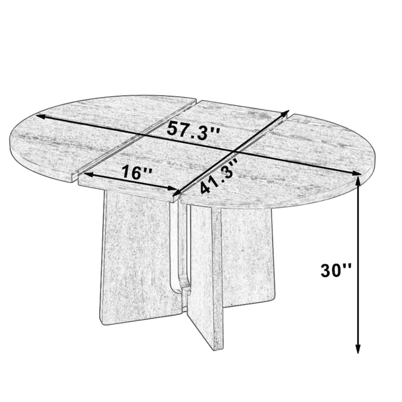 Roomfitters Extendable Oval Dining Table, Modern Wood Kitchen Table with Sculptural Arched Pedestal Base, Seats 4-6