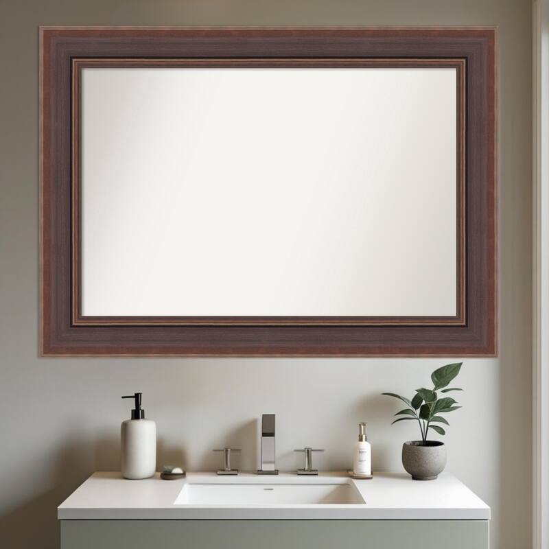 Moab Brown Bronze Non-Beveled Framed Bathroom Vanity Wall Mirror - Moab Brown Bronze