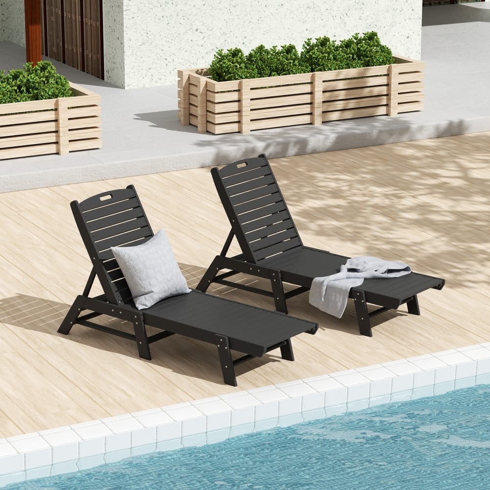 Laguna Hdpe All Weather Outdoor Patio Pool Reclining Armless Chaise Lounge (Set Of 2)