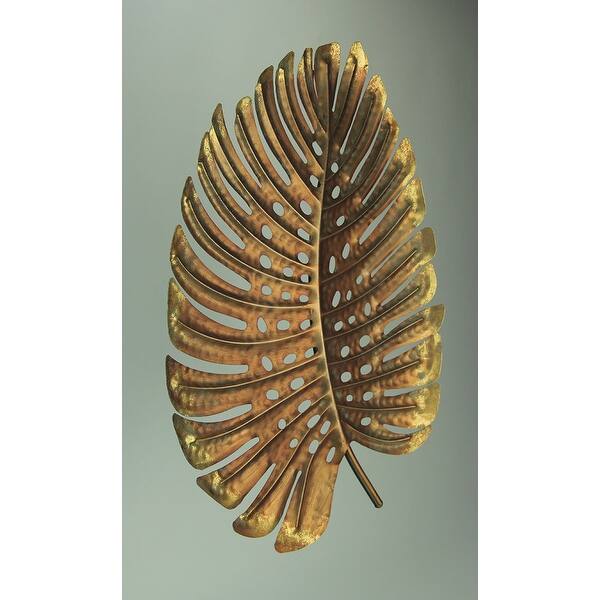 Shop Gold Metal Wall Art Giant 3d Monstera Leaf Sculpture 26 Inch