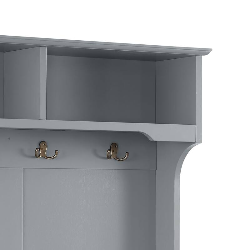 Modern Minimalist Freestanding Wooden Storage Hall Tree with Solid Wood Legs