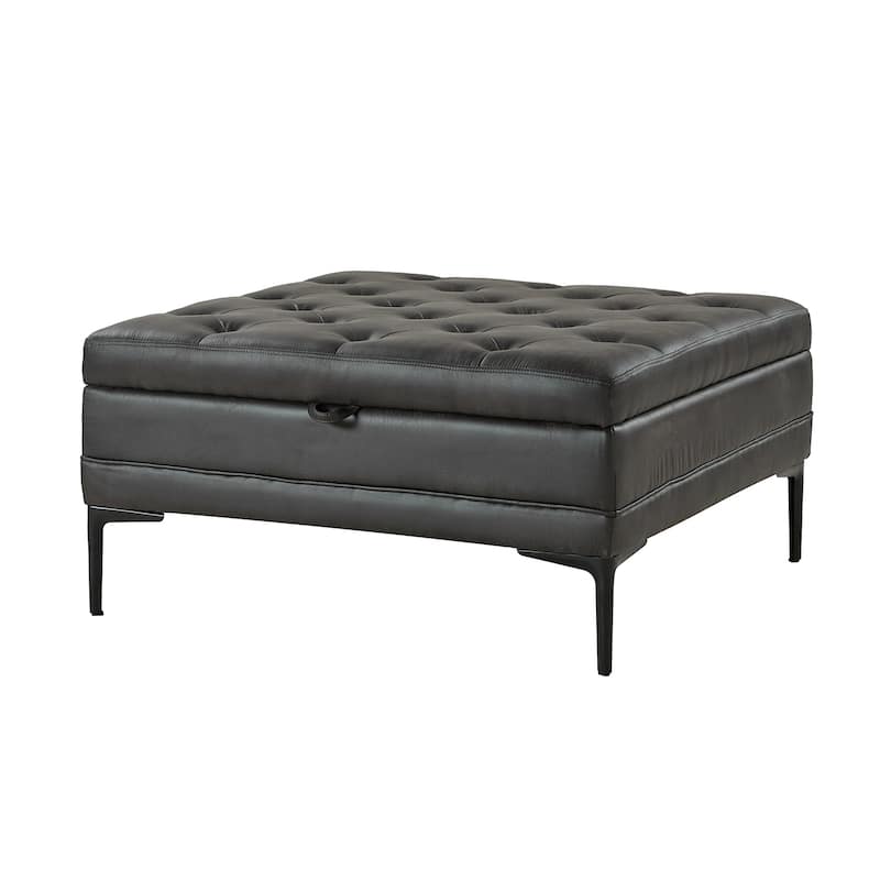 Geoffrev Transitional Lift Top Storage Button-Tufted Cocktail Ottoman by HULALA HOME