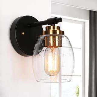 Fintch Modern Glam Farmhouse Black Gold 1-light wall Light Fixture Sconce Hallway Entryway